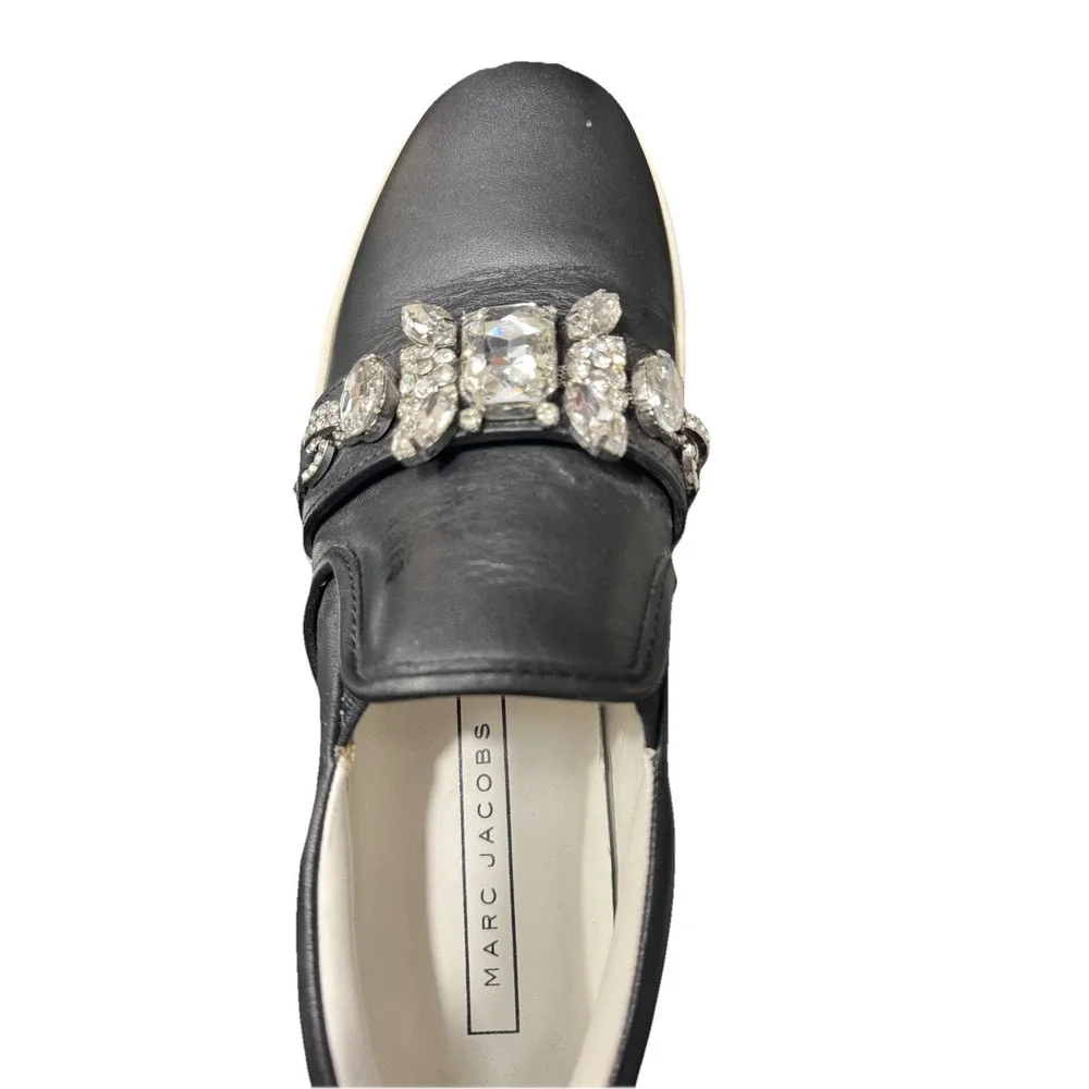 Marc Jacobs Wright Black Embellished Platform Slip-on Sneakers Sz Eu 38 US 7.5/8